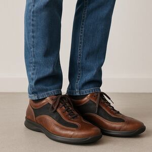 Neil M M-Tech Men’s 10D Brown Leather Comfort Sneakers Casual Oxfords Brazil